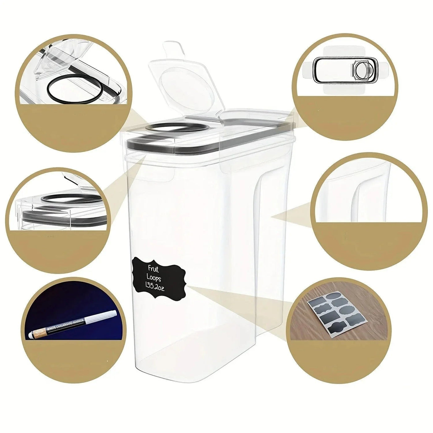 Conjunto De Potes Herméticos de Plástico 2.5L Conjunto De Potes Herméticos de Plástico 2.5L LightHousi