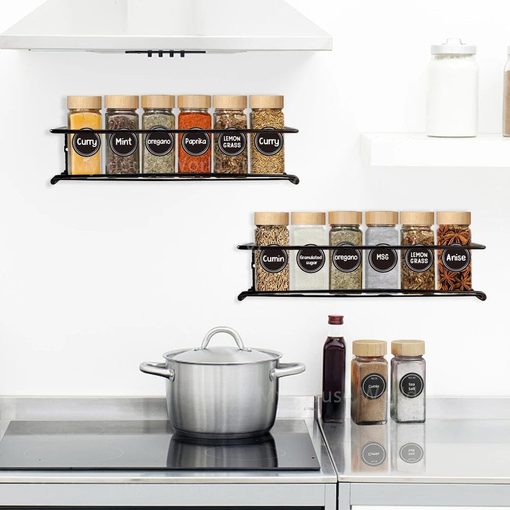 Conjunto De Potes Para Temperos De Vidro Com Tampa De Bambu Conjunto De Potes Para Temperos De Vidro Com Tampa De Bambu LightHousi