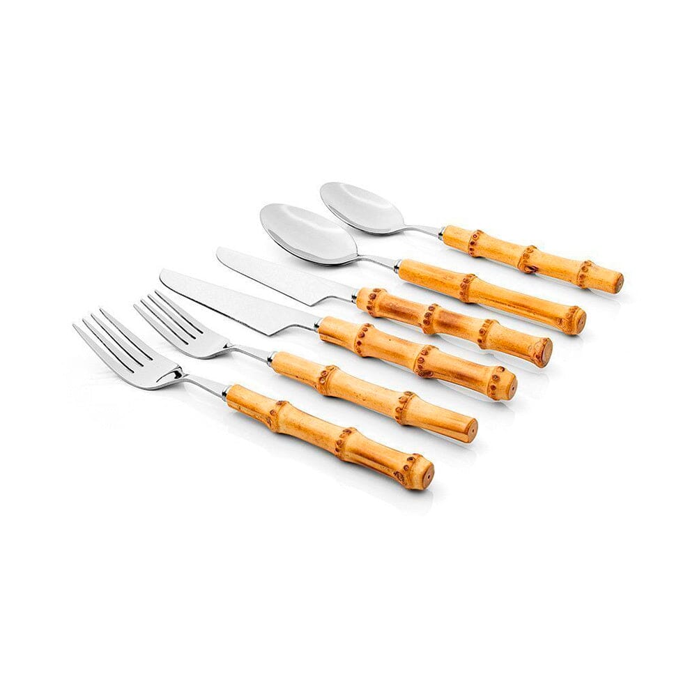 Conjunto Talheres 36pcs Prata-Bambu Coleção Mesa Posta> Jogos de Talheres- Conjunto Talheres 36pcs Prata-Bambu Design & Casa