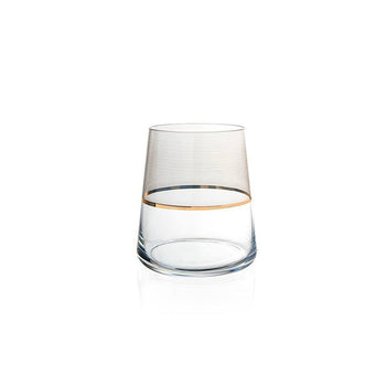Copo de Vidro 380ml com Filete Dourado Coleção Mesa Posta> Copos e Taças- Copo de Vidro 380ml com Filete Dourado Design & Casa