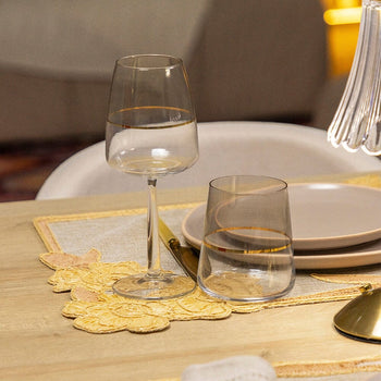 Copo de Vidro 380ml com Filete Dourado Coleção Mesa Posta> Copos e Taças- Copo de Vidro 380ml com Filete Dourado Design & Casa