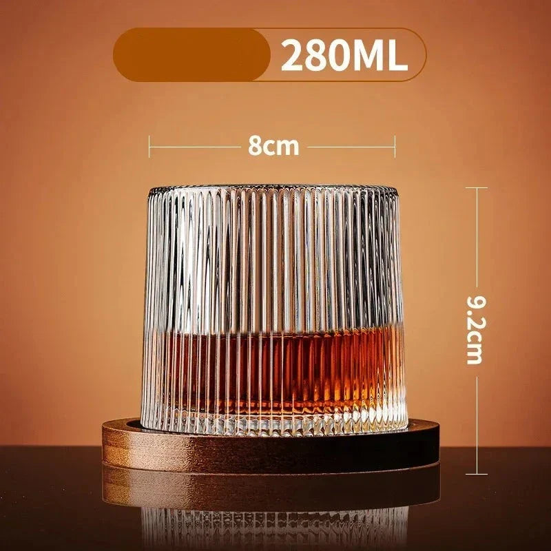 Copo Para Whisky De Vidro Com Suporte de Bambu Copo Para Whisky De Vidro Com Suporte de Bambu LightHousi Modelo D 280ml