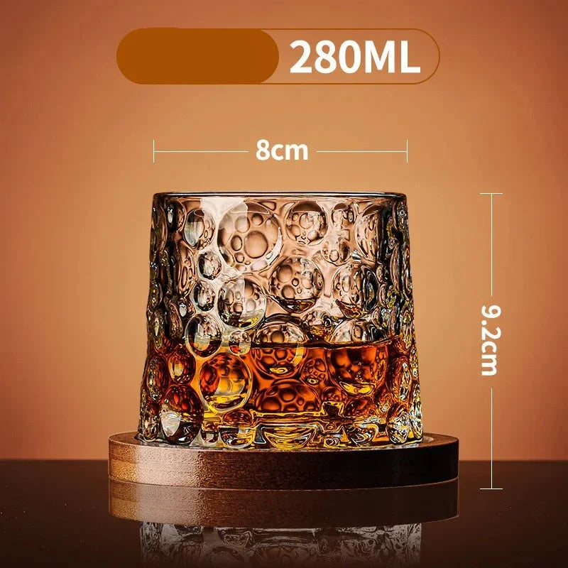 Copo Para Whisky De Vidro Com Suporte de Bambu Copo Para Whisky De Vidro Com Suporte de Bambu LightHousi Modelo E 280ml