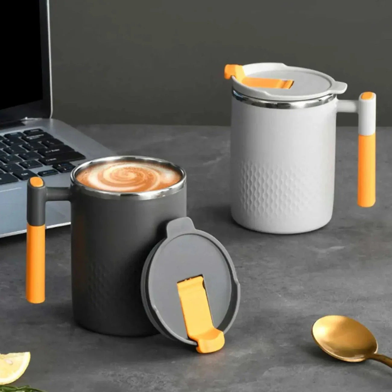 Copo Térmico Dupla Camada De Inox Com Alça Copo Termico Dupla Camada De Inox Com Alça LightHousi Cinza 450ml