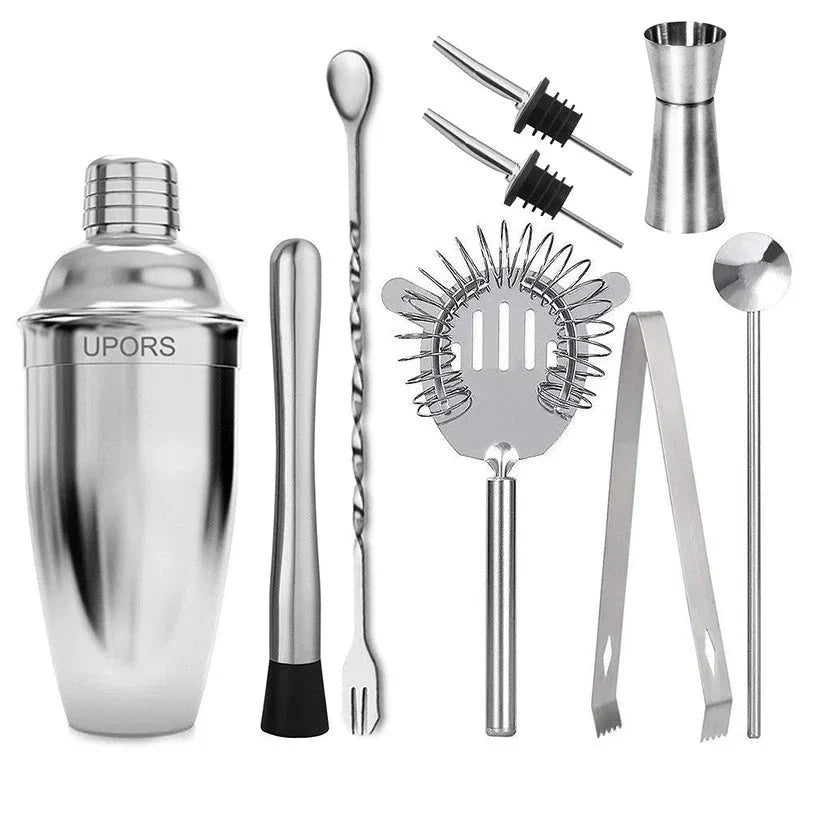 Coqueteleira De Inox Prata Coqueteleira De Inox Prata LightHousi 750ml-9 peças
