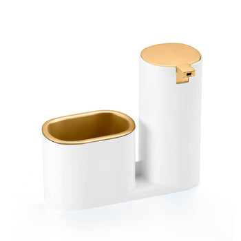 Dispenser Porta Detergente 900ml Dispenser Porta Detergente 900ml Design & Casa Branco com Dourado