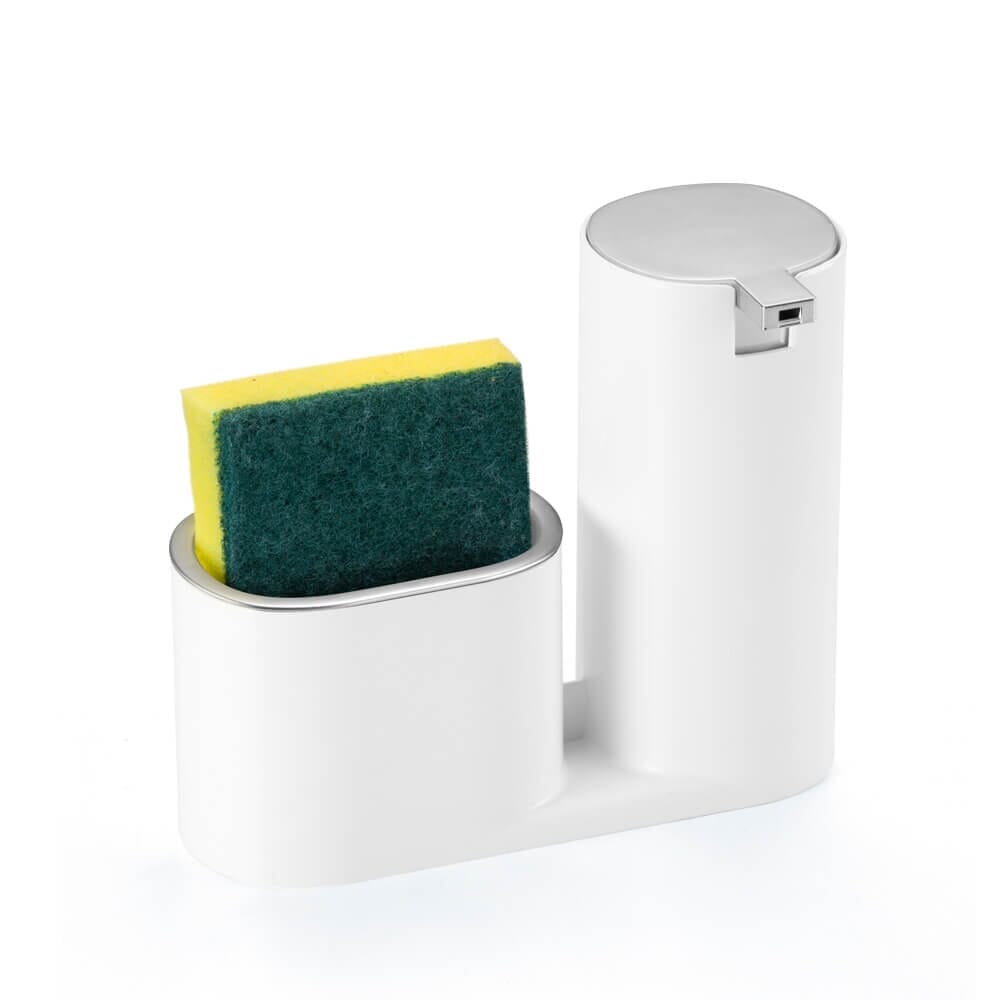 Dispenser Porta Detergente 900ml Dispenser Porta Detergente 900ml Design & Casa Branco com Prata