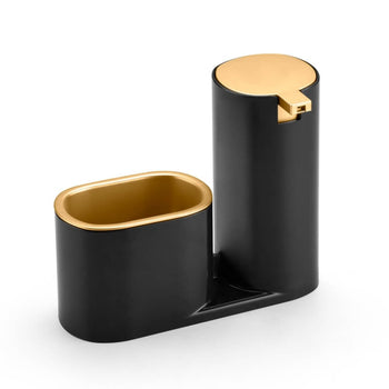 Dispenser Porta Detergente 900ml Dispenser Porta Detergente 900ml Design & Casa Preto com Dourado