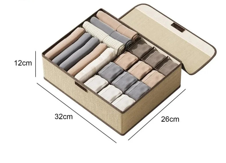 Double Row Clothes Storage Box Closet Organizer For Underwear Shirts Pants Organizer Drawer Storage Box Cabinet Drawer Organizer Design & Casa beige 13 grids
