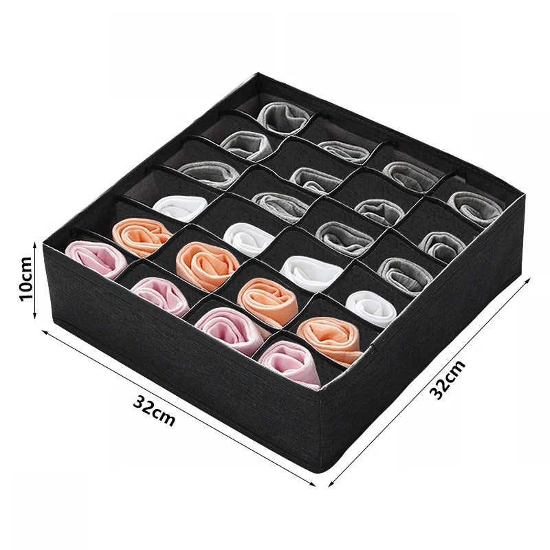 Double Row Clothes Storage Box Closet Organizer For Underwear Shirts Pants Organizer Drawer Storage Box Cabinet Drawer Organizer Design & Casa black 24 grids