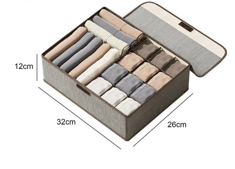 Double Row Clothes Storage Box Closet Organizer For Underwear Shirts Pants Organizer Drawer Storage Box Cabinet Drawer Organizer Design & Casa grey 13 grids