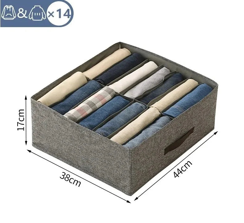 Double Row Clothes Storage Box Closet Organizer For Underwear Shirts Pants Organizer Drawer Storage Box Cabinet Drawer Organizer Design & Casa grey 14 grids