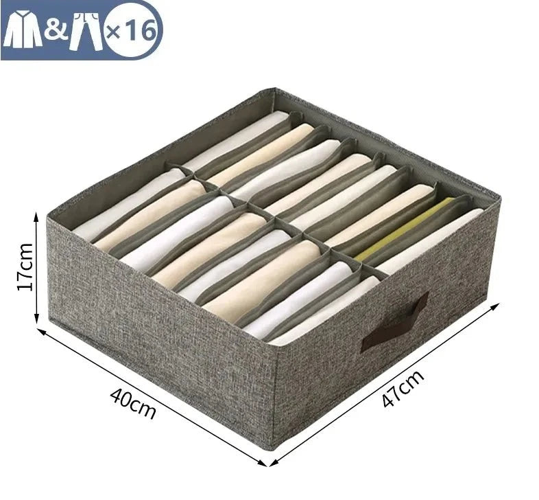 Double Row Clothes Storage Box Closet Organizer For Underwear Shirts Pants Organizer Drawer Storage Box Cabinet Drawer Organizer Design & Casa grey 16 grids