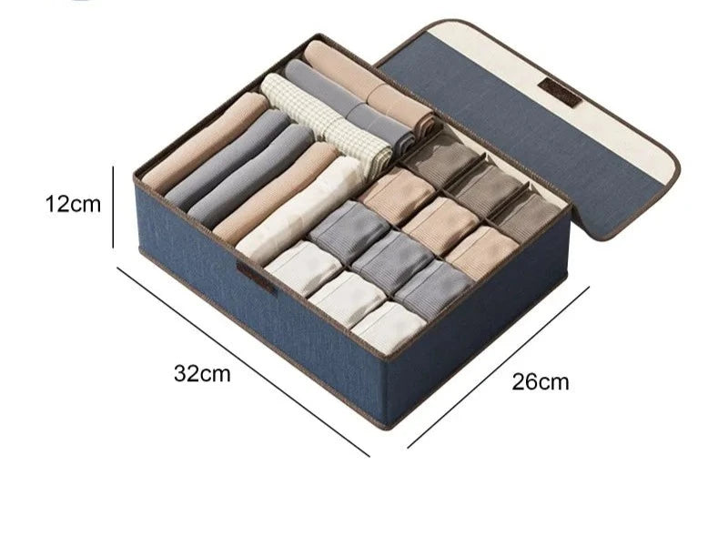 Double Row Clothes Storage Box Closet Organizer For Underwear Shirts Pants Organizer Drawer Storage Box Cabinet Drawer Organizer Design & Casa navy 13 grids