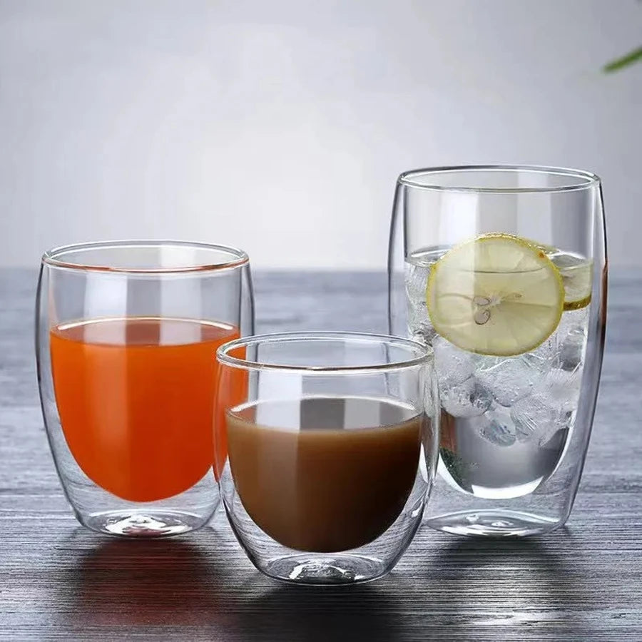 Double Wall Glass Cup Heat Insulation Transparent Handmade Tea Drink Cups MINI Whisky glasses Espresso Coffee Mug Design & Casa