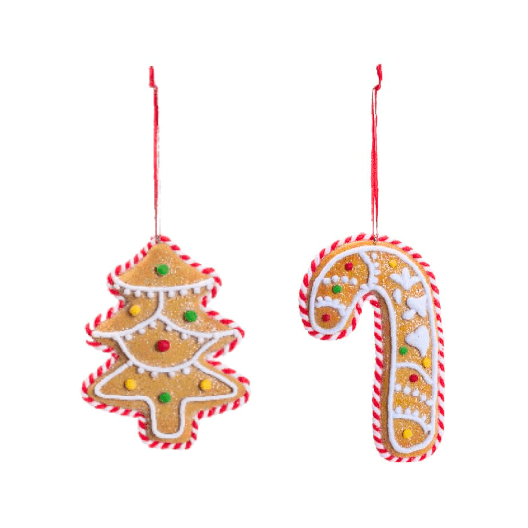 Enfeite de Natal Biscoitos Natalinos 2 pcs Enfeite de Natal Elegante para Pendurar Bege Design & Casa