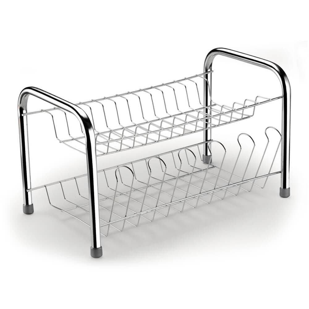 Escorredor de Louças Duplo Com Porta Copos Cromado Escorredor de Louças Duplo Com Porta Copos Cromado Design & Casa