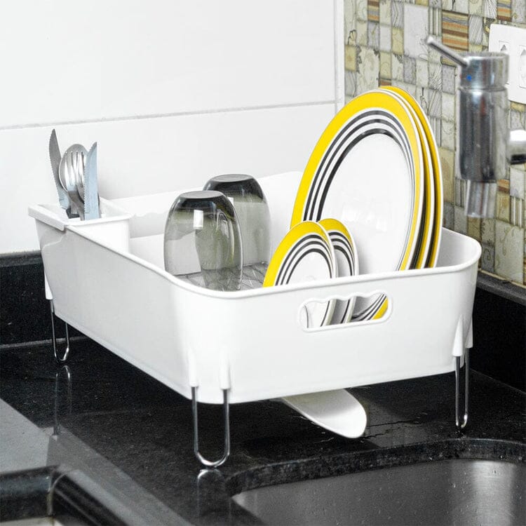 Escorredor de Louças Preto Com Porta Talheres Escorredor de Louças Preto Com Porta talheres Design & Casa Branco