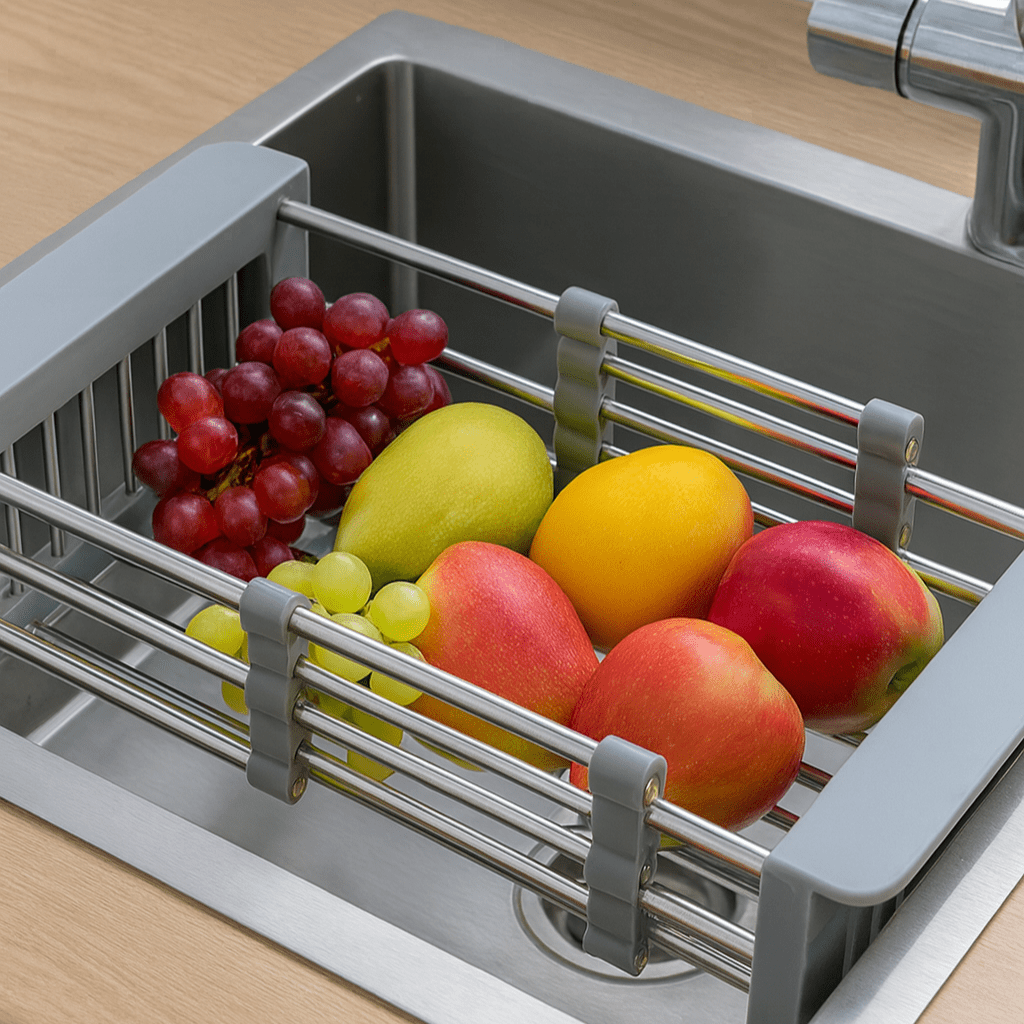 Escorredor de Pia de Cozinha Ajustável Rack de Pia de Cozinha Drenagem Versátil - Coleção Cozinha Design & Casa