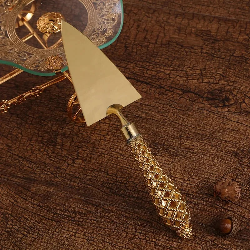 Espátula e Cortador De Bolo 28cm Prata e Dourado Espátula e Cortador De Bolo 28cm Prata E Dourado LightHousi