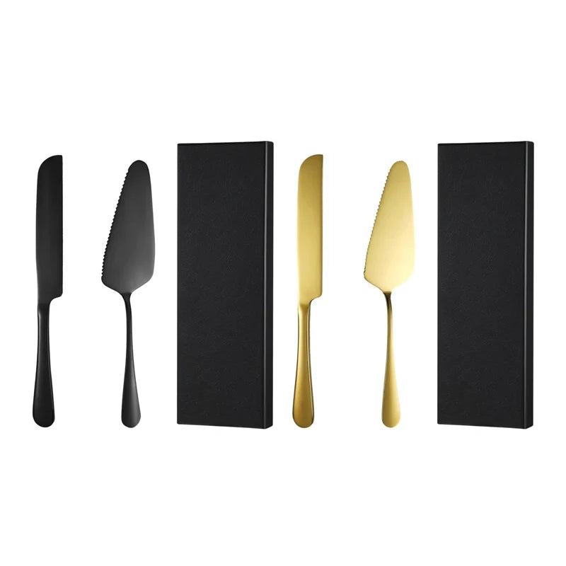 Espátula e Cortador De Bolo de Inox Dourado ou Preto Espátula e Cortador De Bolo de Inox Dourado e Preto LightHousi