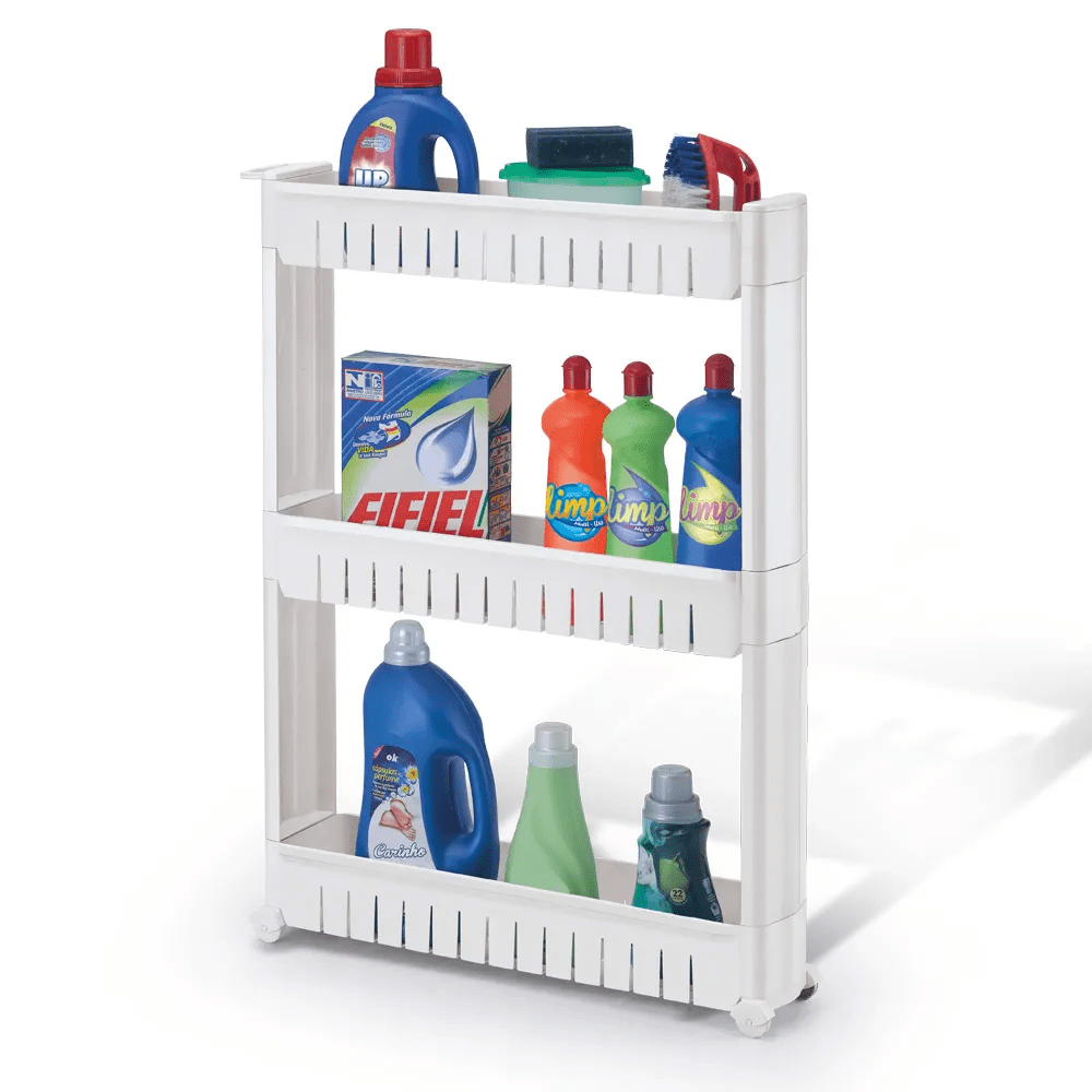 Estante Multiuso com Rodízios 3 Andares Coleção Cozinha- Estante Multiuso com Rodízios 3 Andares Design & Casa