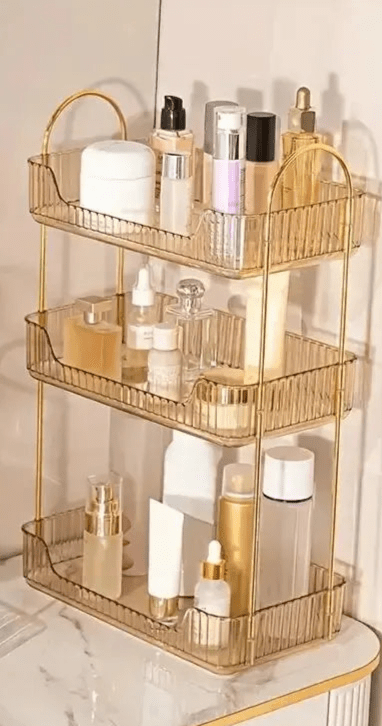 Estante Organizadora de Cosméticos Até Três Prateleiras Coleção Organização - Estante Organizadora de Cosméticos Até Três Prateleiras Design & Casa