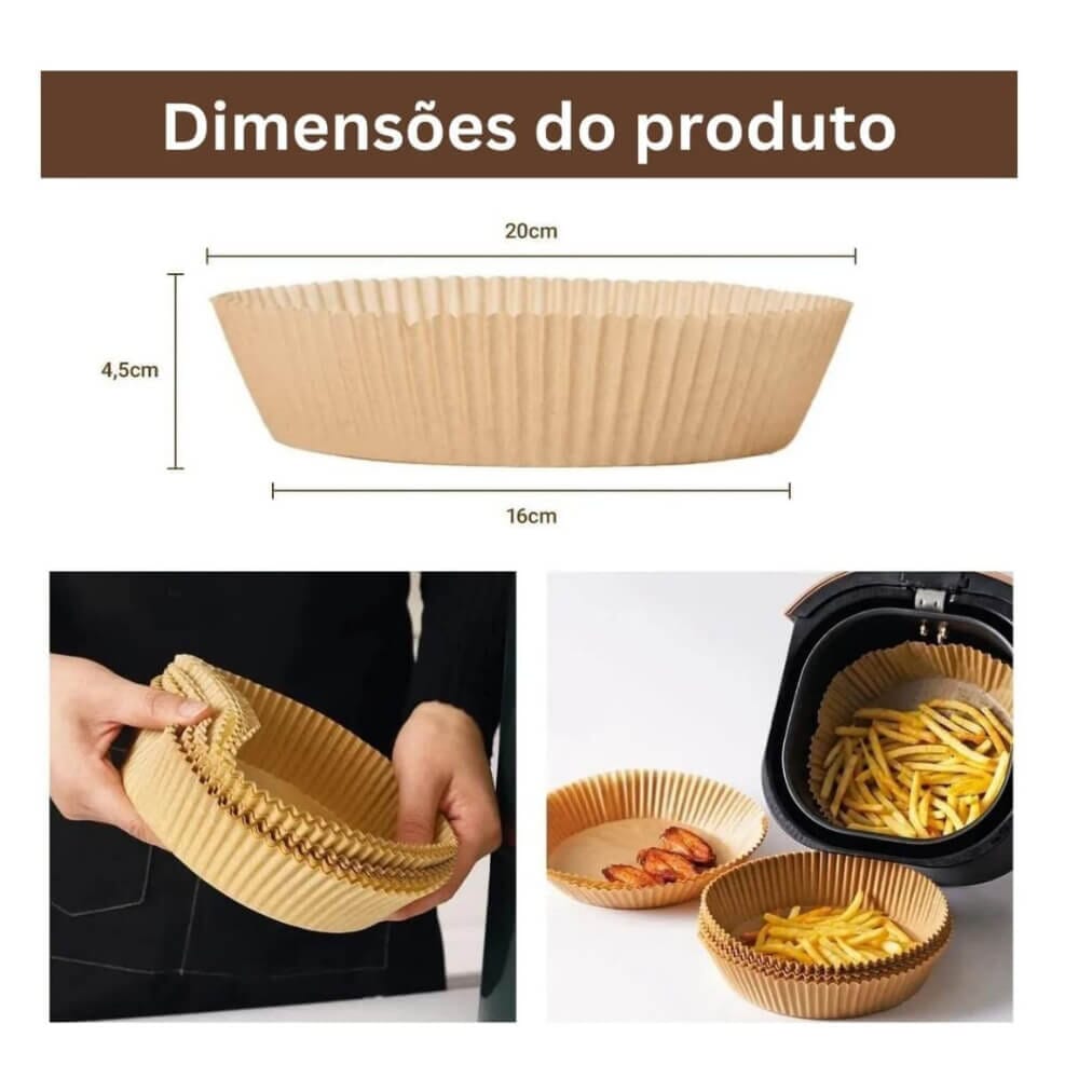 Forma Para Airfryer Redonda Antiaderente Descartável Forma Para Airfryer Redonda Antiaderente Descartável Design & Casa
