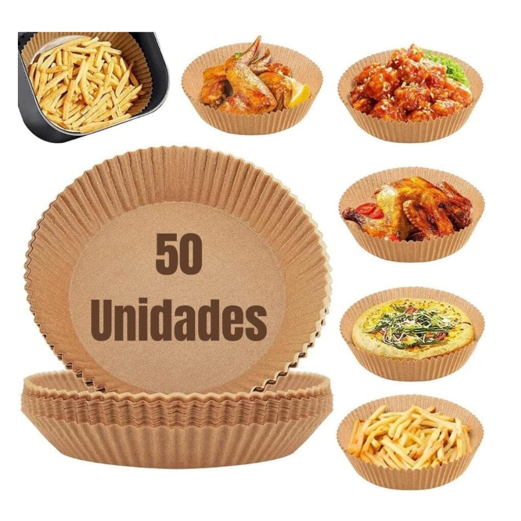 Forma Para Airfryer Redonda Antiaderente Descartável Forma Para Airfryer Redonda Antiaderente Descartável Design & Casa 50 Unidades