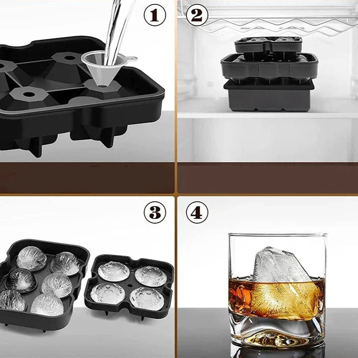 Formas de Gelo Preta de Silicone Com Tampa Forma de Gelo Preta de Silicone Com Tampa LightHousi