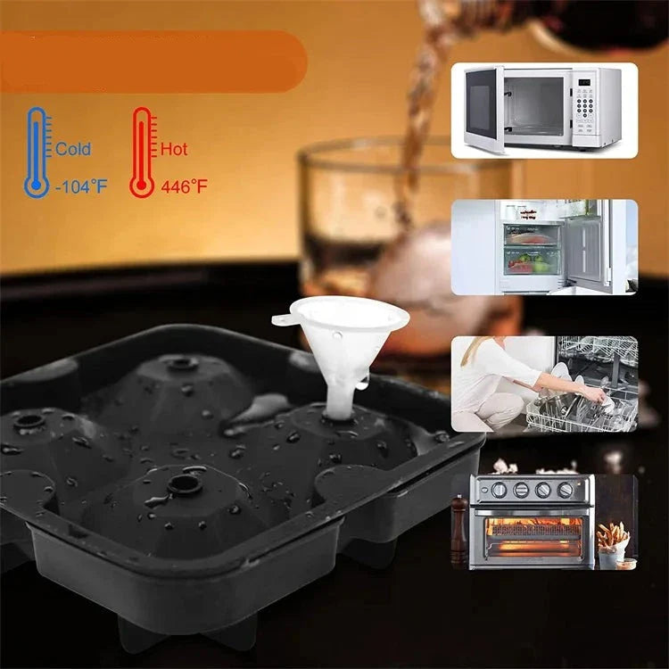 Formas de Gelo Preta de Silicone Com Tampa Forma de Gelo Preta de Silicone Com Tampa LightHousi