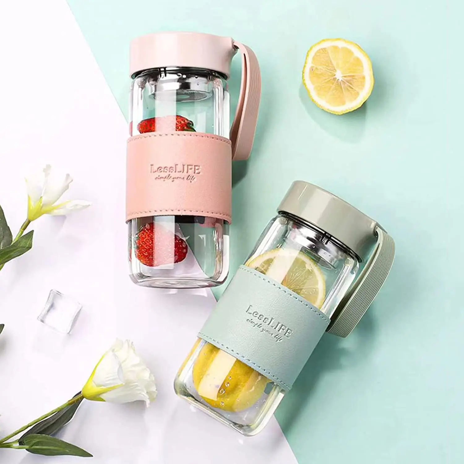 Garrafa De Água De Vidro Com Infusor De Chá 480ml Garrafa De Água De Vidro Com Infusor De Chá 480ml LightHousi