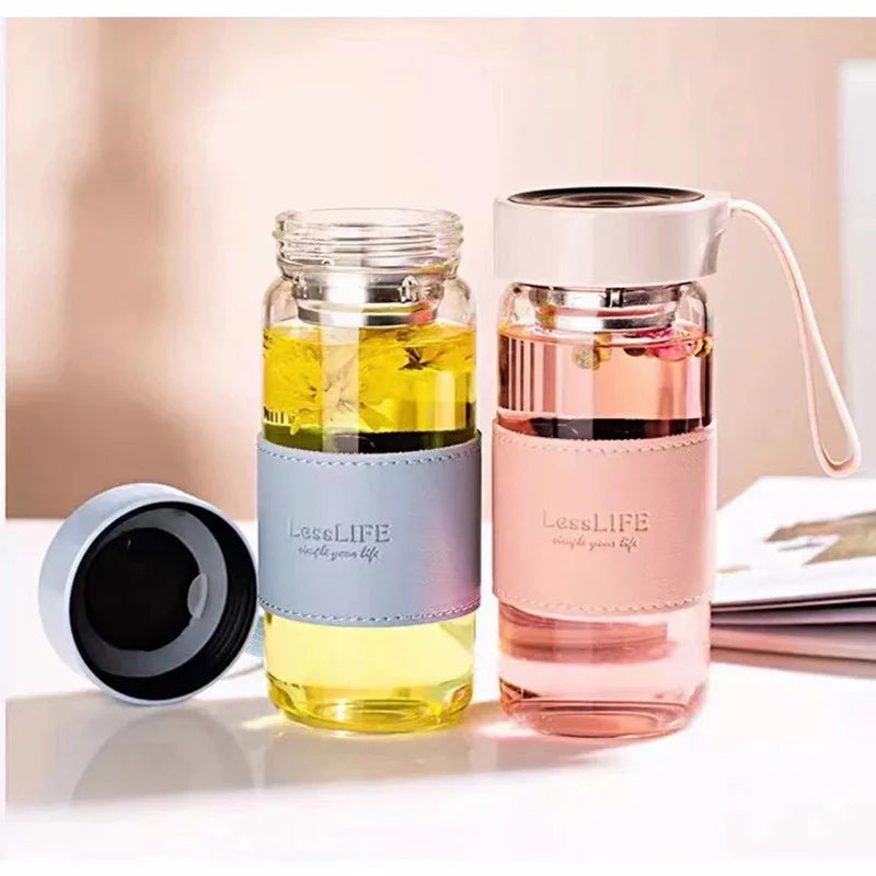 Garrafa De Água De Vidro Com Infusor De Chá 480ml Garrafa De Água De Vidro Com Infusor De Chá 480ml LightHousi
