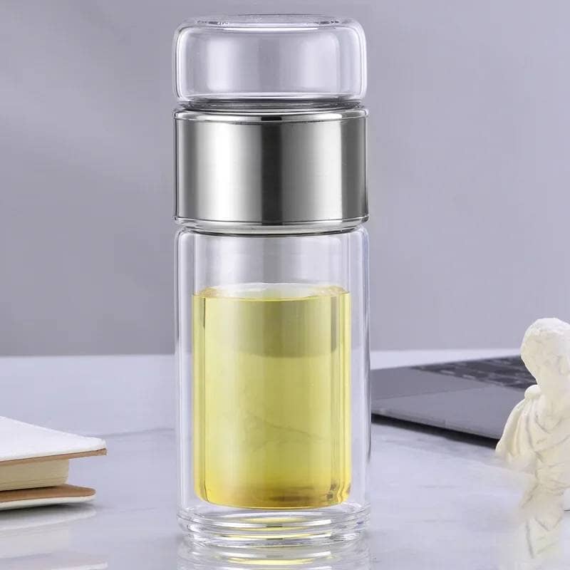 Garrafa De Vidro Borosilicato Com Filtro E Infusor Garrafa De Vidro Borosilicato Com Filtro E Infusor LightHousi Cinza 280ml