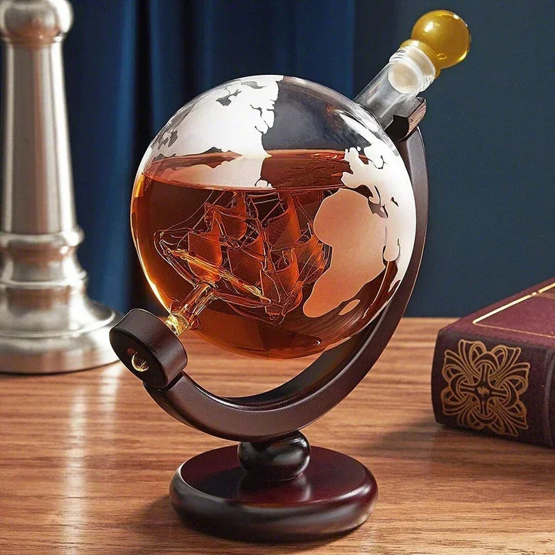 Garrafa De Vidro Decantador De Whisky Com 2 Copos E Suporte Garrafa De Vidro Decantador De Whisky Com 2 Copos E Suporte LightHousi Apenas Garrafa