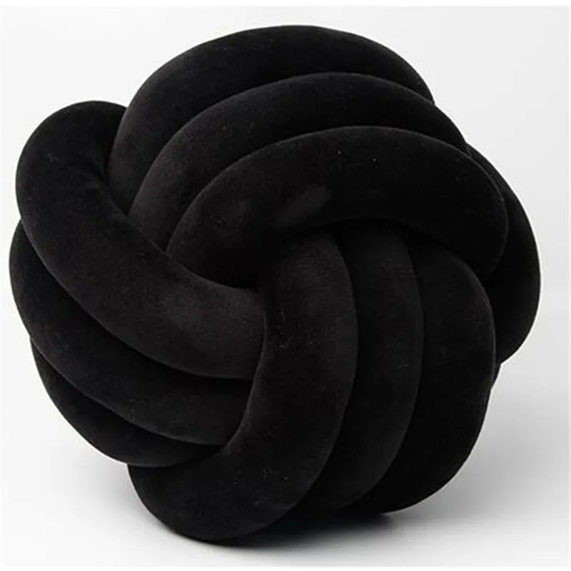 Inyahome Soft Knot Ball Pillows Round Throw Pillow Cushion Kids Home Decoration Plush Pillow Throw Knotted Pillow Handmade Design & Casa Knot black 28cm