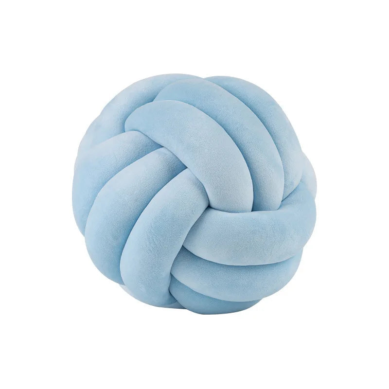 Inyahome Soft Knot Ball Pillows Round Throw Pillow Cushion Kids Home Decoration Plush Pillow Throw Knotted Pillow Handmade Design & Casa Knot ice blue 28cm