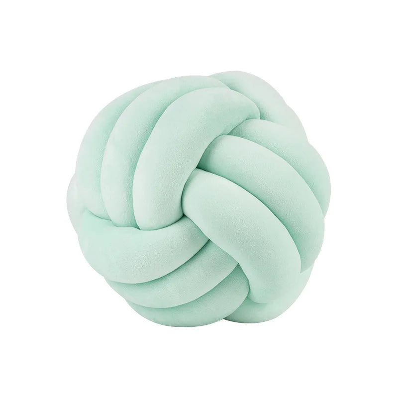 Inyahome Soft Knot Ball Pillows Round Throw Pillow Cushion Kids Home Decoration Plush Pillow Throw Knotted Pillow Handmade Design & Casa Knot light green 28cm