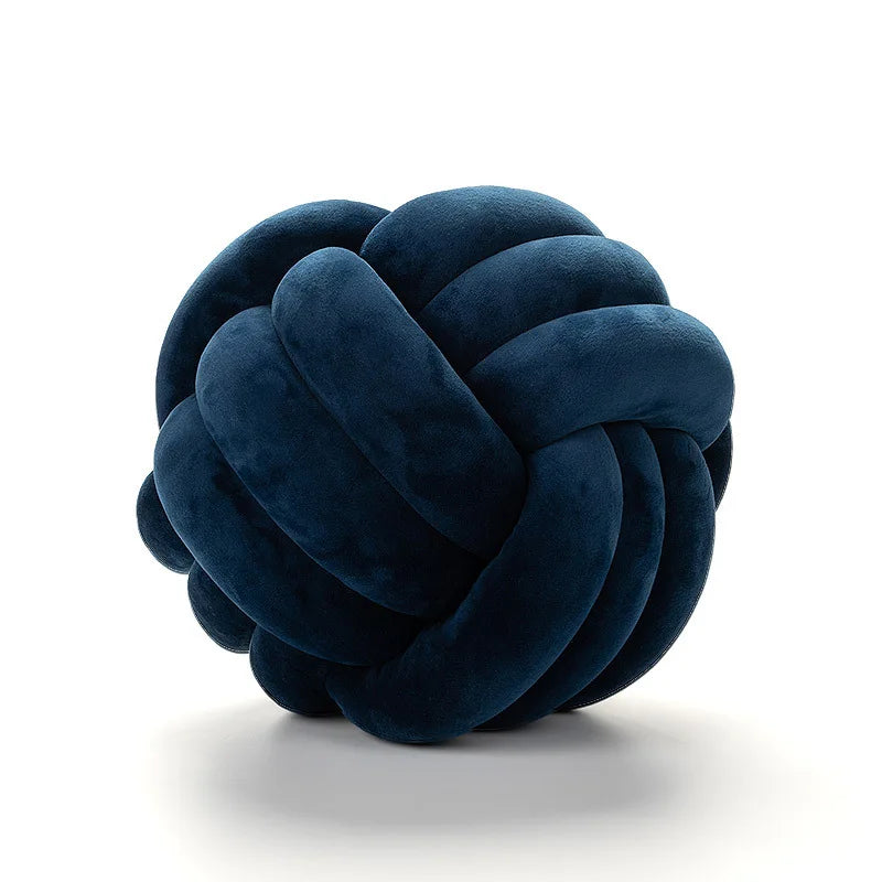 Inyahome Soft Knot Ball Pillows Round Throw Pillow Cushion Kids Home Decoration Plush Pillow Throw Knotted Pillow Handmade Design & Casa Knot navy 28cm