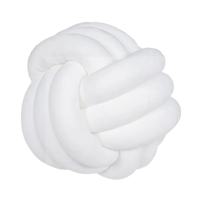 Inyahome Soft Knot Ball Pillows Round Throw Pillow Cushion Kids Home Decoration Plush Pillow Throw Knotted Pillow Handmade Design & Casa Knot white 28cm
