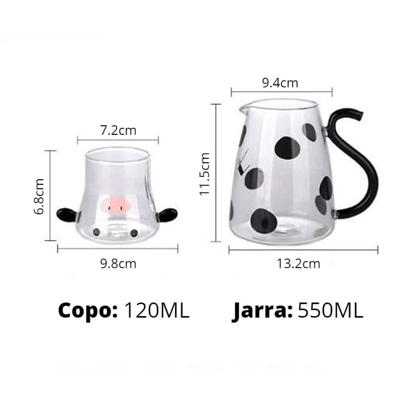 Jarra de Vidro com Copo de Vaquinha Jarra de Vidro com Copo de Vaquinha LightHousi