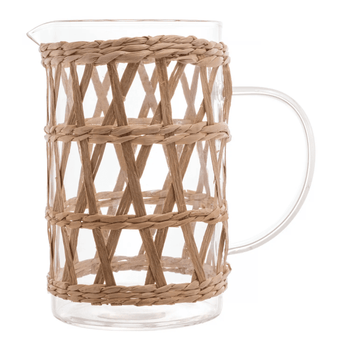 Jarra de Vidro e Fibra Natural 1 L Coleção Mesa Posta>Jarras- Jarra de Vidro e Fibra Natural 1 L Design & Casa