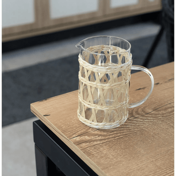 Jarra de Vidro e Fibra Natural 1 L Coleção Mesa Posta>Jarras- Jarra de Vidro e Fibra Natural 1 L Design & Casa