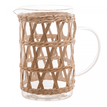 Jarra de Vidro e Fibra Natural 1 L Coleção Mesa Posta>Jarras- Jarra de Vidro e Fibra Natural 1 L Design & Casa