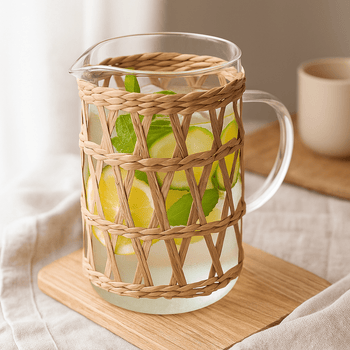 Jarra de Vidro e Fibra Natural 1 L - Wolff Coleção Mesa Posta>Jarras- Jarra de Vidro e Fibra Natural 1 L - Wolff Design & Casa