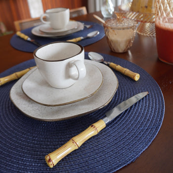 Jogo Americano Impermeável Redondo Azul Marinho Coleção Mesa Posta- Jogo Americano Redondo Azul Marinho Design & Casa