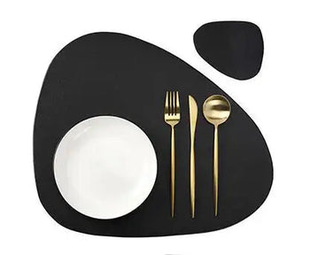 Jogo Americano Redondo em Couro Design & Casa CD black 1set