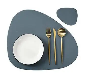 Jogo Americano Redondo em Couro Design & Casa CD blue 1set