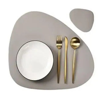 Jogo Americano Redondo em Couro Design & Casa CD cream grey 1set