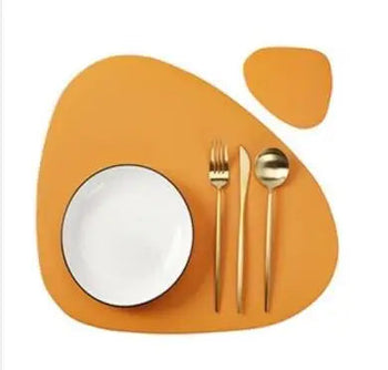Jogo Americano Redondo em Couro Design & Casa CD orange yellow 1set